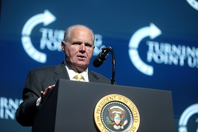 Pictured is Rush Limbaugh at the Student Action Summit in 2019.