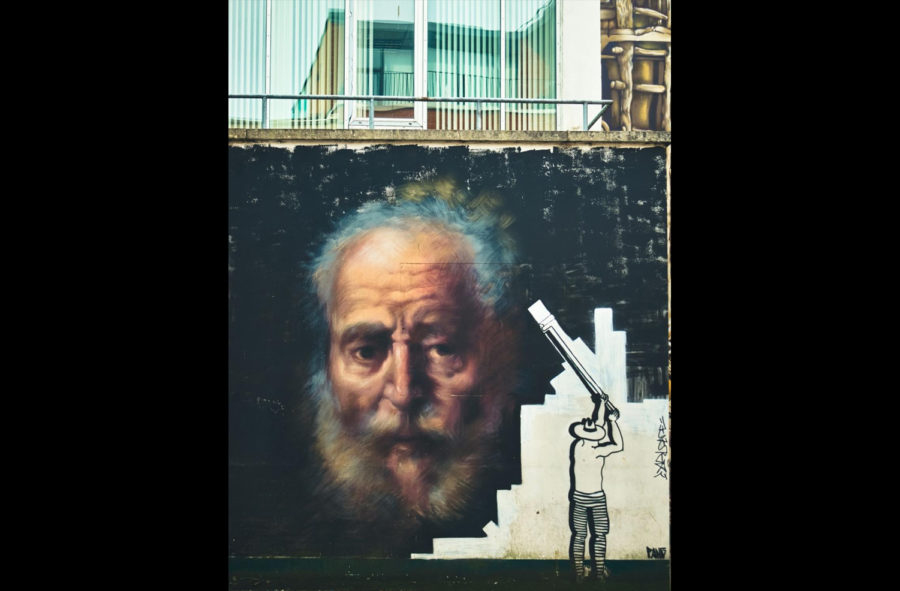 A mural of a cleaner erasing a gorgeous painting. Although it's only a mural, it displays how for the sake of banality and conformity, gorgeous works of art can be removed, and the people behind it can be deemed vandals.