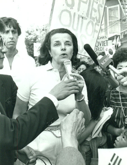 Then Mayor Dianne Feinstein speaks at a rally in San Francisco's Chinatown in the late 1970s. This appearance underscored her efforts to foster a sense of unity and inclusivity within the city. (Photo Credit: Nancy Wong, CC BY-SA 3.0 , via Wikimedia Commons)